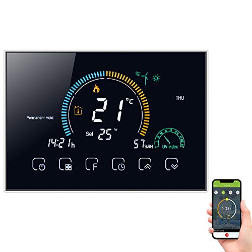 Termostato WiFi Termostato Programmabile Intelligente con Touch Screen Cronotermostato Compatibile con Alexa Google Home,Supporto Controllo Vocale Remoto con Display LCD Termostato Caldaia